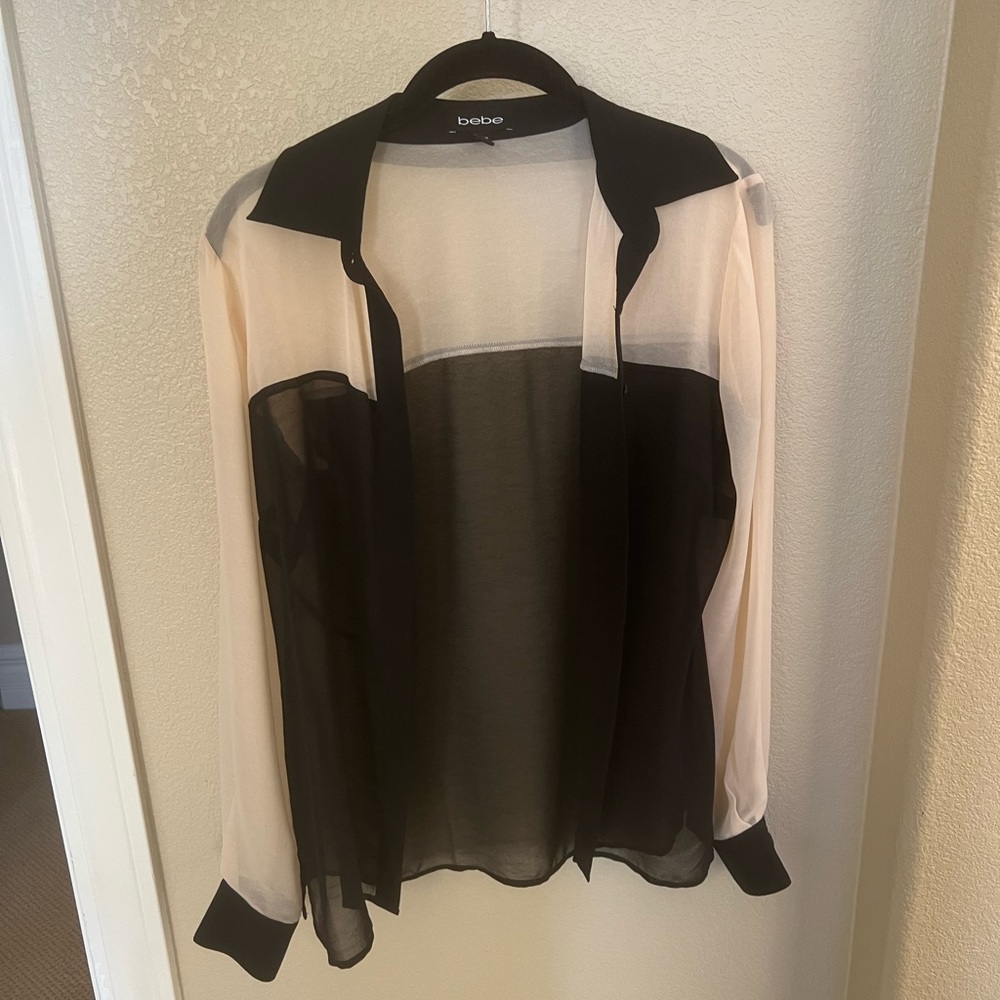 Bebe Long Sleeve Mesh Colorblock